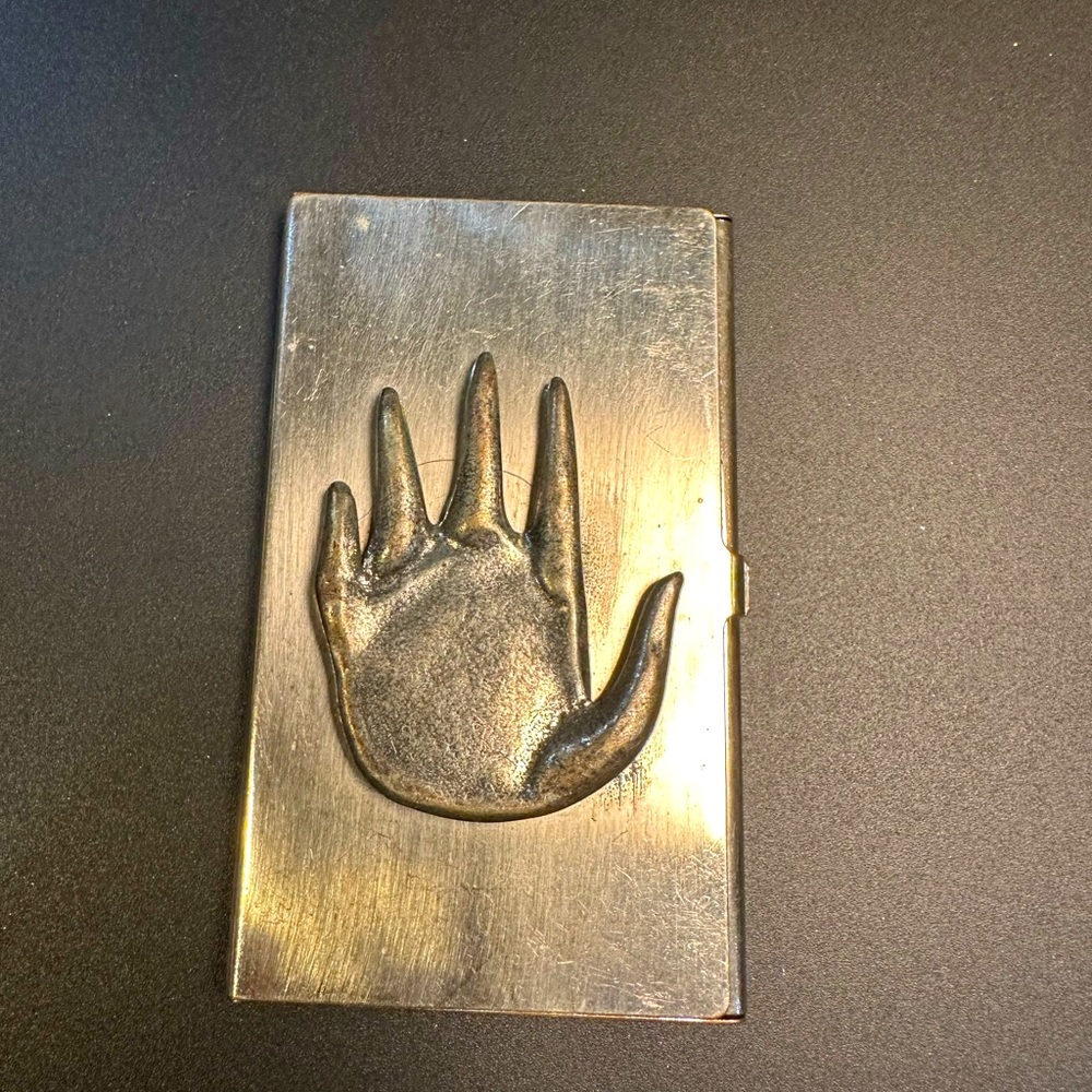 Hamsa metal business card holder